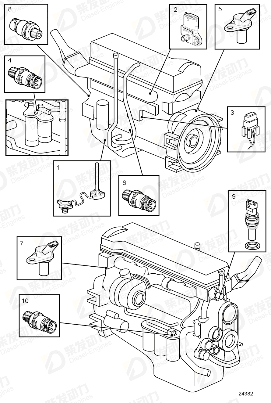 volvo penta Sensor, coolant temperature 20513340 Drawing volvo penta Sensor, coolant temperature 20513340 Drawing